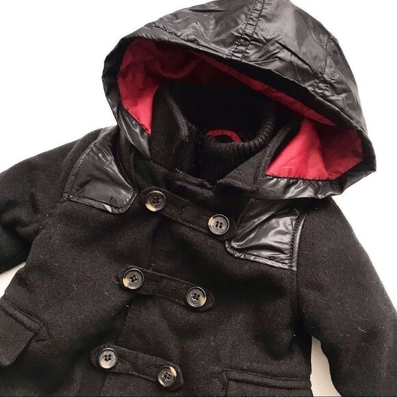 Zara black hooded jacket/light coat VGUC 6-9 month - Picture 2 of 4
